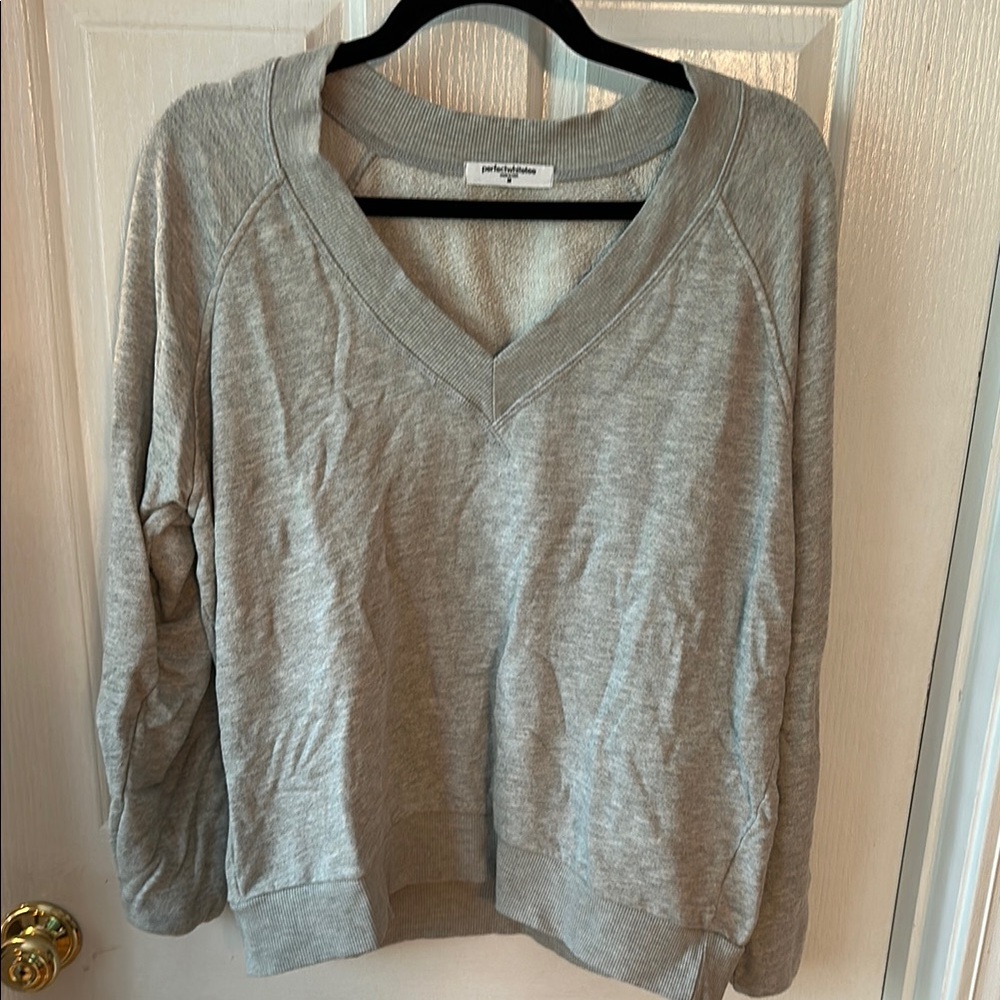Gray V-Neck Sweatshirt by PerfectWhiteTee